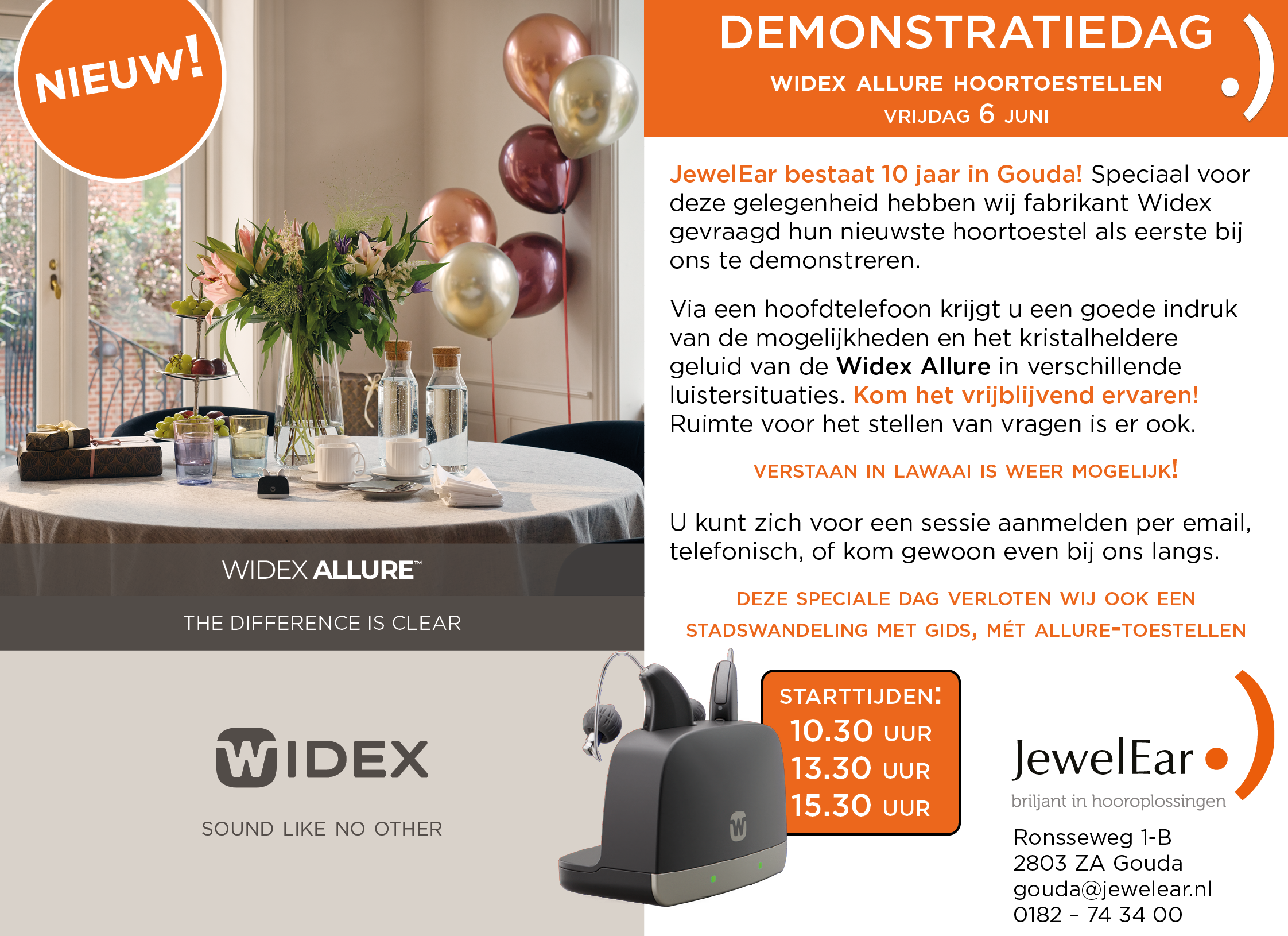 JewelEar adv demodag B190 x H138 v2 Primeur Widex Allure bij JewelEar